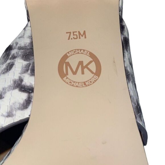Michael Michael Kors Abbott Python Criss Cross‎ Leather Mules Size 7.5 - Picture 9 of 10